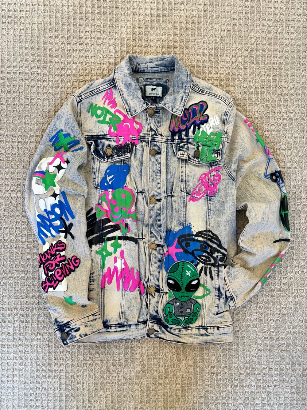 Maison Noir Graffiti Denim Jacket Size L